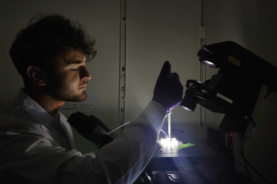 Researcher in the scope room